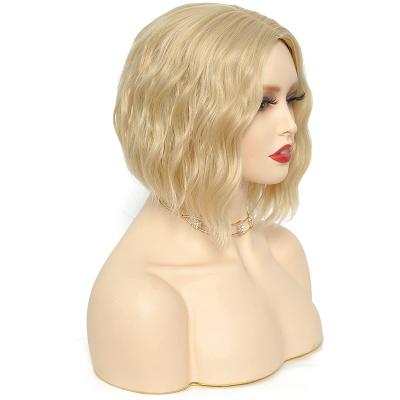 China 13x4 Silky Straight Blonde Lace Front Real Hair Bob Wig Free Wave Part Pre Inserted Glue Free Brazilian Real Hair Straight Hair Suitable For Women for sale