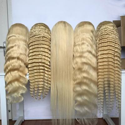 China Swiss Deep Wave 100% Human Natural Lace Front Wigs Bangs Blonde Deep Wave Wigs He Lace Vendors 360 Hd Lace Wig 150 Density for sale