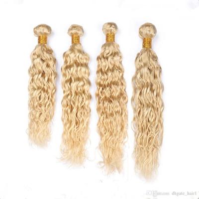 China Wholesale 10a Grade Water Wave Finest Quality Raw Natural Cambodian Peruvian Vietnamese Blonde Water Wave Curls Hair Silky Wet Bundles 613 for sale