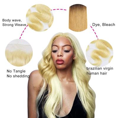 China Brazilian Virgin Hair 613 Inch Water Wave 22 Lace Closure Blonde Transparent Body Wave Frontal Cuticle Aligned 4X4 613 Lace Closure for sale