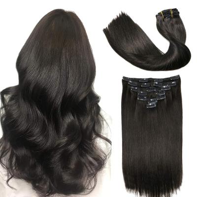 China Deep Wave Straight Hair Clip In Hair Extensions For Color Women 100% Unprocessed Full Head Brazilian Virgin Hair Extension for sale