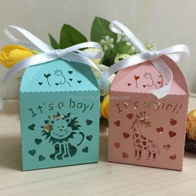 China Cute Recyclable Its A Boy Her A Girl Laser Candy Box Chocolate Favor Box Baby Shower Gift Box Newborn Christmas Gift for sale