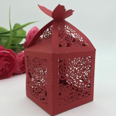 China 2015 new design candy boxes / chocolate box recyclable red lasers cut bomboniere to wedding for sale