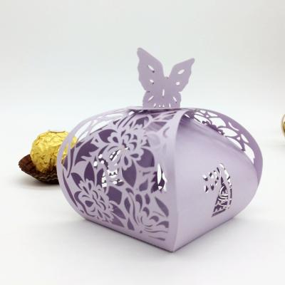 China Recyclable Lavender Flower Perfume Bottle Laser Cut Pearl Paper Wedding Candy Box Chocolate Favor Box Baby Shower Birthday Gift for sale