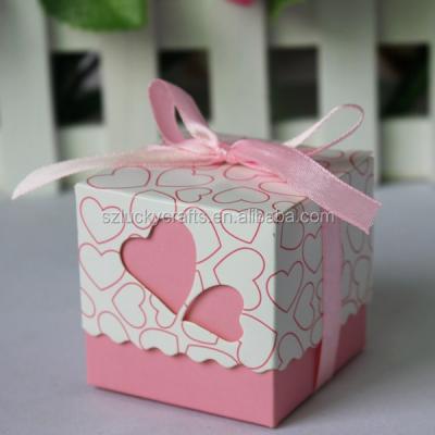 China Recyclable Pink Baby Shower Gift Box Chocolate Box Wedding Candy Box Chocolate Laser Heart Newborn Gift for sale