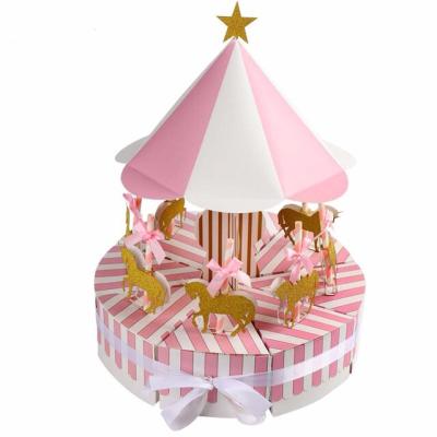 China Recyclable Paper Carousel and Favors Unicorn Wedding Favors Candy Box Gift Boxes Newborn Kids Birthday Party Decorations for Baby Shower for sale