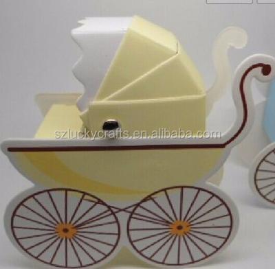 China Baby Shower Recyclable Yellow Gift Box Chocolate Box Wedding Candy Box Wedding Paper Baby Carriage Newborn Gift for sale