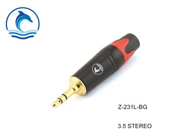 China 3,5 conectores de cable estéreos del TRS del micrófono de la fibra de carbono de cobre amarillo masculina del conector Z-231L-BG en venta