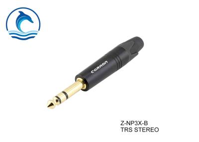 China Golden Color 6.35mm TRS Microphone Connector Male High Precision 12 Months Warranty for sale