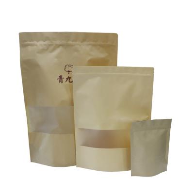 China Factory Recyclable Brown Custom Bag With Window Different Capacities Kraft Bag With Window And Zipper for sale