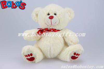 China Bobo's Beige Soft Toy Cute Teddy Bear With Red Heart Printing Ribbon In 7.5