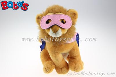 China Plush Lion Toys Custom Stuffed Lion With 2 Color Eye patch and Printing Logo Cloak for sale