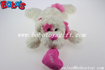 China China Factory Made Plush White Lying Baby Dog Toy With Pink Heart Pillow for sale