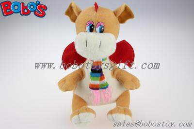 China Lovely EN71 Approved Brown Plush Stuffed Dinosaur Toy With Scarf for sale