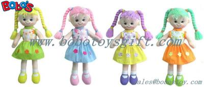 China Softest Baby Toy Smiling Face Girl Stuffed 3D Toy In Colorful Hair for sale