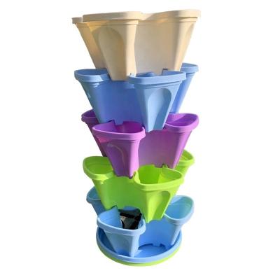 China Easy Installed Stackable Flower Pot Tower Hydroponic Stackable Pots For Plants for sale