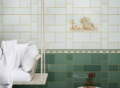 China Moisture-Proof Green Ceramic Wall Tiles 300x600mm Indoor Tiles And Durable Tiles For Bathroom for sale