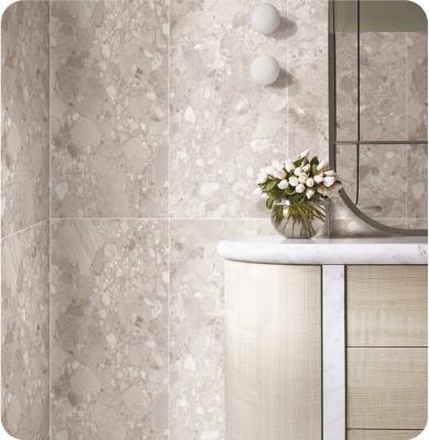 China Water-Froof 1200x600mm Inside Floor Terrazzo Tile And Beige SGS Soft Glazed Porcelain Tile For Shower And Bathroom for sale