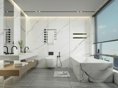 China Inside Floor Antibacterial White Polished Porcelain Tile For Bathroom And Grade AAA 900x1800x9mm  For Rebuilding for sale