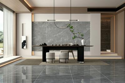 China Modern W.A 0.5% Scratch-Resistant Gray Inside Wall And Floor Porcelain Glazed Polished Tile 900x1800x9mm For Decor And Restaurant for sale