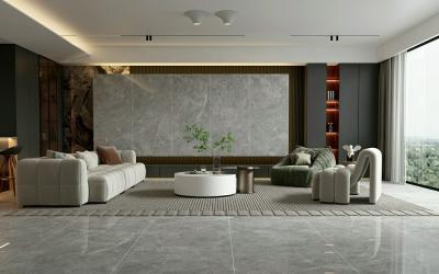 China Wear-Resistant W.A 0.5% Water-Proof Interior Wall 900x1800x9mm Glazed Polished Porcelain Tile For Living Room And Bathroom for sale