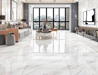 China 80x80cm SASO Gold Colour Floor Tiles White Porcelain Glazed Decoration Carrara CIQ for sale