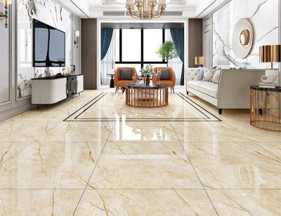 China 48kgs/Ctn 10mm Gold Colour Floor Tiles Polished Glazed Porcelain Decor Inkjet Print for sale