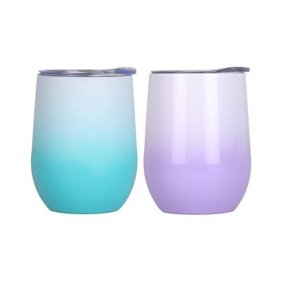 China Viable Sublimation 12oz Stainless Steel Sublimation Wine Glass Double Wall Blank Mask Insulated 12oz Wine Tumbler for sale