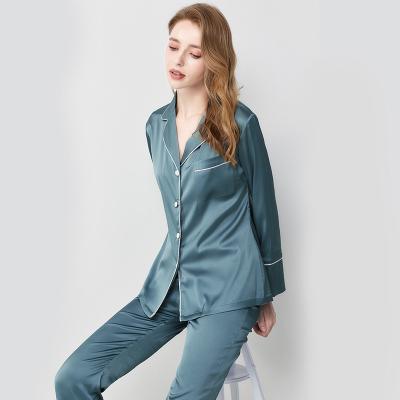 China QUICK DRY 3 Piece Set Sleepwear Pajama Set Sleepwear For Lady Home Clothing Women Choice Long Sleeves Solid Silk Pajamas Set for sale