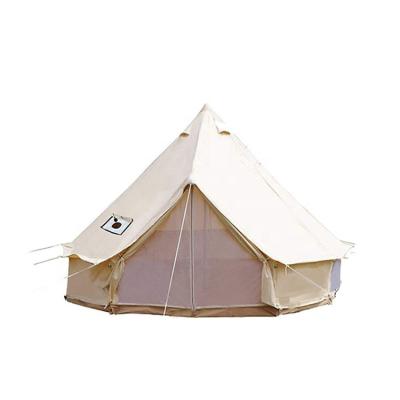 China Diagonal Tying Type Outdoor Camping Glamping Tent Luxury Dome Bell Tent Large Family Tents 4m Waterproof Party Wedding for sale