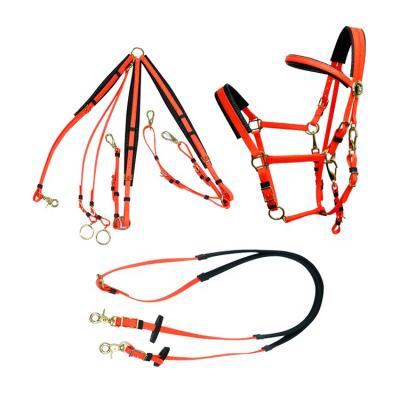 China Durable High Quality Equestrian Horse Brake Full Set Horse Brake Chest Strap Halter Guard Resistance Noseband Saddle For Horse for sale