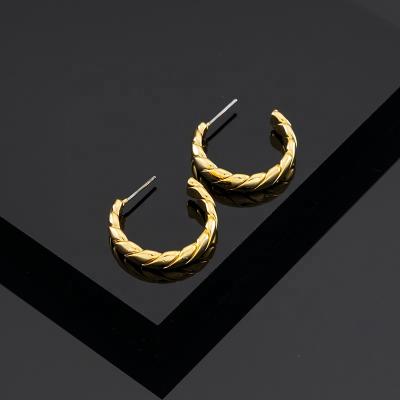 China Chunky Hoop Earrings Twist Dome Thick Chain Stud Earring Small Gold CLASSIC Circle Earrings For Women Jewelry for sale