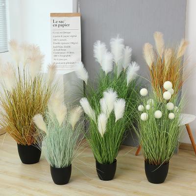 China Green Bristlegrass Plastic Phragmites Hintcan Style Artificial Flower Diffuser Nordic Pastoral Tubular Potted Plant for sale