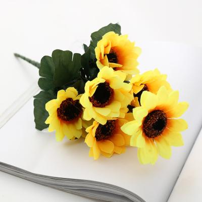 China 7 or 24 or 13 heads plastic sunflower aritificial hintcan flowers wedding decoration for sale