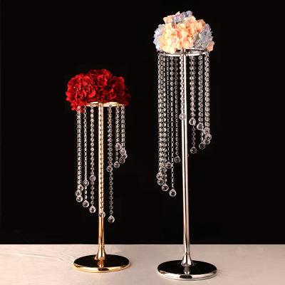 China New Crystal Acrylic Bead Curtain Rotating Road Lead S Shaped Wedding Props Ferris Wheel Candlestick Gold Flower Bracket Holder for sale