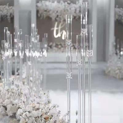 China New Weddings Style 118cm Tall Clear Acrylic Candle Holders Wedding Centerpiece 5AM Crystal Candelabra For Party And Wedding Decoration for sale