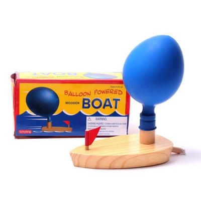 China New Style Balloon Decoration Hintcan Operated Boat Wooden Boat With Alert Educational Toy For Kids Birthday Gifts for sale