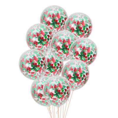 China Latex Amazon NEW Latex Confetti Balloon 12 Inch Christmas Confetti Transparent Red Green Balloon For Party for sale