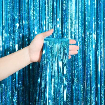 China Foil 1*2m laser aluminum curtain tassels background wall hintcan decoration for birthday party supply for sale