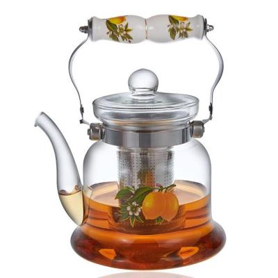 China 2020 Viable Hot Selling Popular Turkey Glass Teapot Made in Porcelain Porcelain Handle and SS Infuser for sale