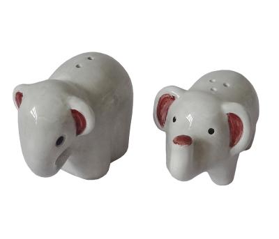 China Sustainable Set of 2pcs Animal Shape Salt and Pepper Shakers Set, Ceramic Cooking Ware Elephant Shape Spice Bottle Set for sale