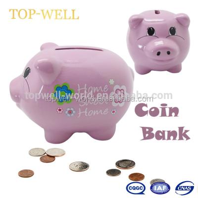 China Cion Bank 4 Designs Piggy Bank Made In Dehua, Promotional Gift Cartoon Ceramic Coin Bank For Kids for sale