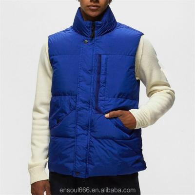 China Anti-wrinkle OEM Winter Warm Custom Logo Nylon Waterproof Blue Casual Down Puffer Vest For Men for sale