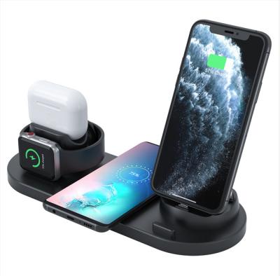 China Mobile Phone For Iphone Sumsung Multifunctional Earbuds Wireless Charger Watch 6 in 1 Wireless Charger Wireless Fast Charging for sale