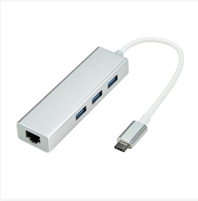 China COMPUTER Size Quality Cable USB3.1 HUB Gigabit Network Card 3USB Aluminum Alloy Ethernet card+HUB for sale