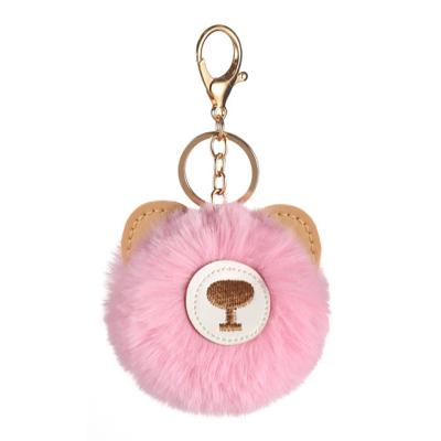 China Rising Colorful Mini Colorful Personalized Faux Fur Ball Pom Pom Keychains Fluffy Mini Bear Key Chain for sale