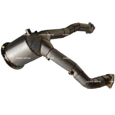 China Exhaust System Good Quality 304 Stainless Steel Heat Shield Catted Exhaust Downpipe For Audi A6 C8 3.0T for sale