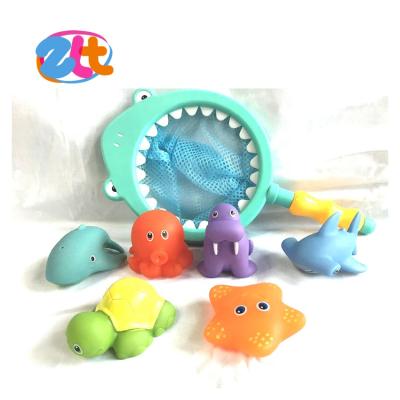 China Eco-friendly Material Custom Fishing Game Cartoon Kids Wind Up Soft Rubber Animals OEM Fish Bath Toy For Wholesale for sale