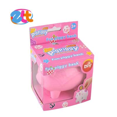 China Plastic Plastic Pig Shaped DIY Savings Bank Piggy Bank For Kids for sale