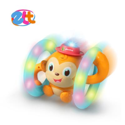 China 2021 New Kid PVC Monkey Toys Baby Rolling Animal Toys With Music And Light for sale